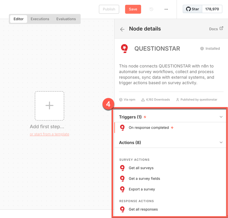 QUESTIONSTAR Trigger and actions