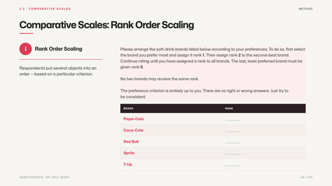 Comparative Scales: Rank Order Scaling