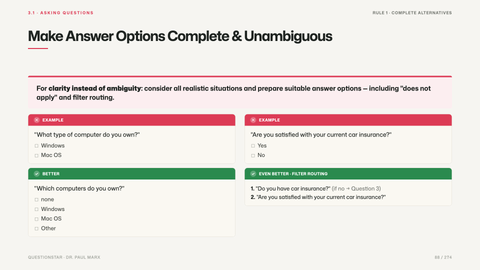 Make Answer Options Complete & Unambiguous