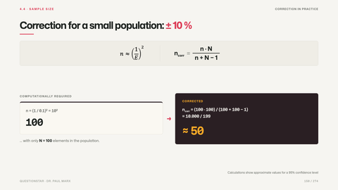 Correction for a small population: ± 10 %
