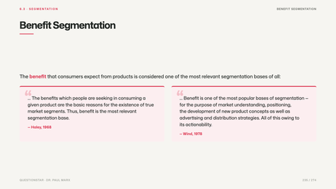 Benefit Segmentation
