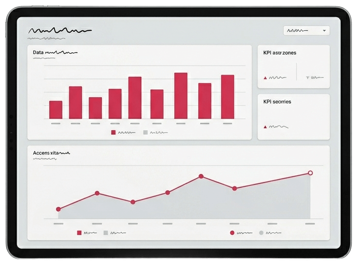 Interactive analysis dashboard on a tablet
