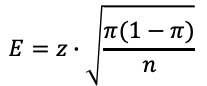 E = z · sqrt(π(1−π)/n)