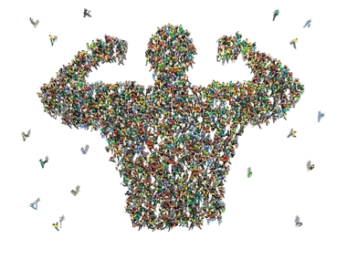 A crowd of people forms the silhouette of a powerful figure — many respondents make for a robust sample.