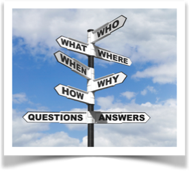 Signpost with Who, What, Where, When, Why, How
