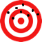 Hits widely scattered and off-center